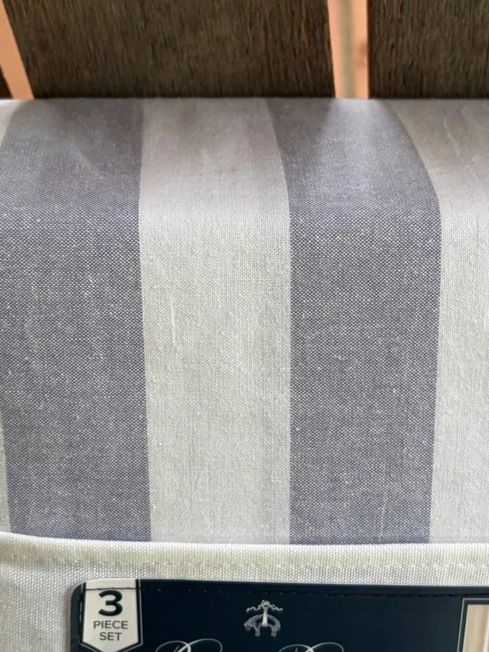 Brooks Brothers Blue & White Stripe Ruffled FULL/QUEEN Size Cotton Duvet Set
